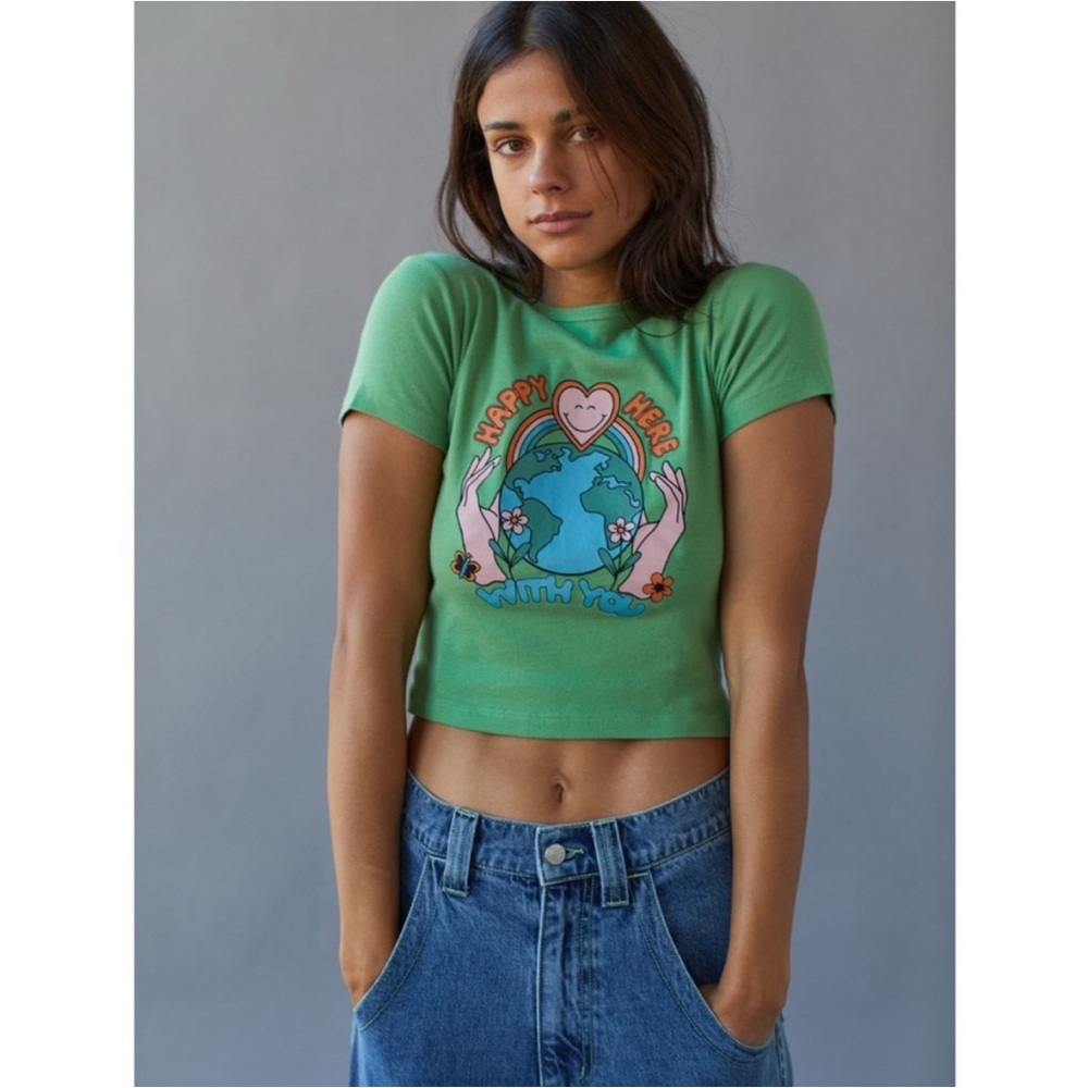 Urban Outfitters Green Graphic Tee